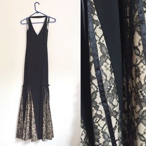 Black & Tan Lace Evening Gown